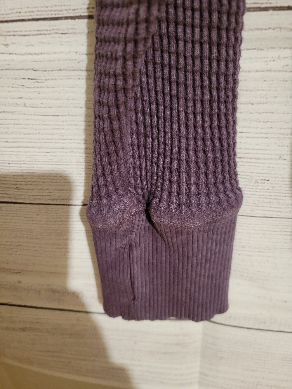 OFFLINE by Aerie Womens Purple Waffle Knit Thermal Top Striped Thumbhole Large - Picture 4 of 4